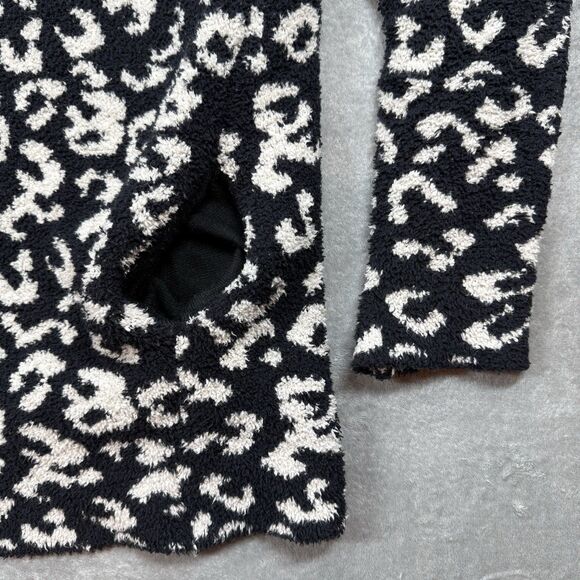 UGG Sweater Women L Black Ivory Animal Print Phoebe Cozycore Print Wrap Cardigan - Picture 3 of 8